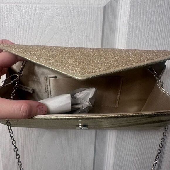 Women’s Golden Clutch With Strap - Picture 4 of 4
